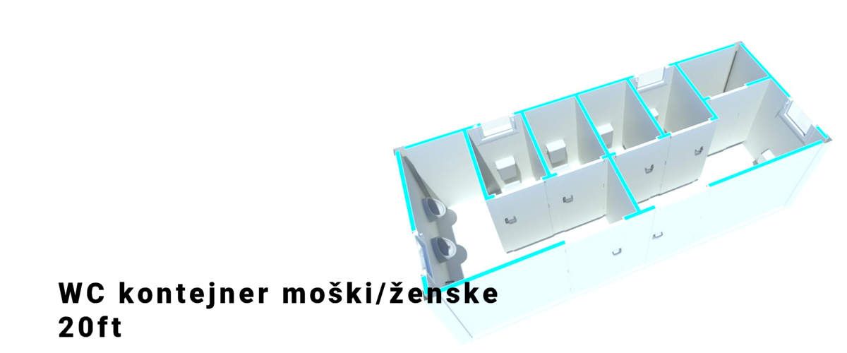 Algeco 20ft WC kontejner moški/ženske 